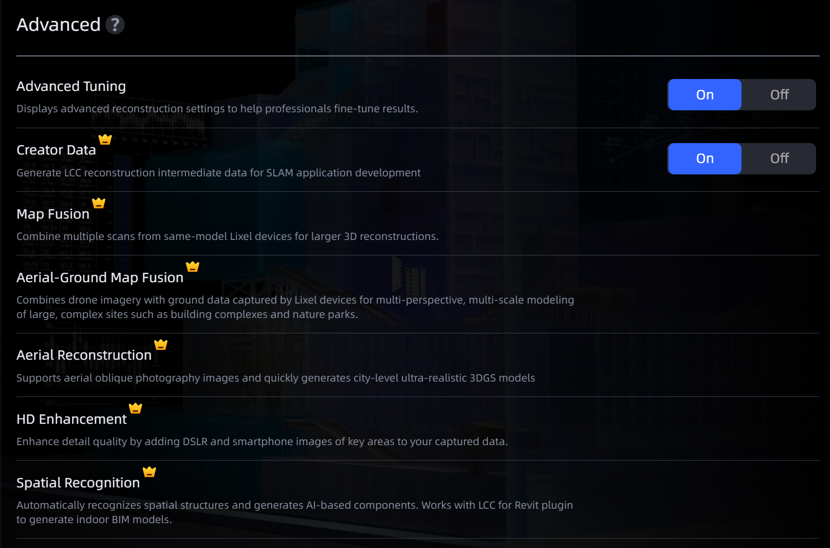 Creator Data settings