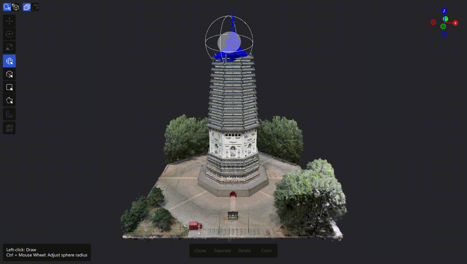 Sphere Selector operation