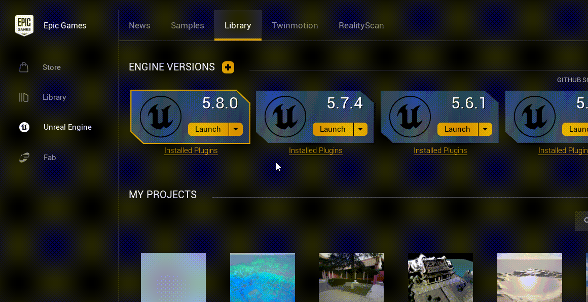 Select a version and install Unreal Engine