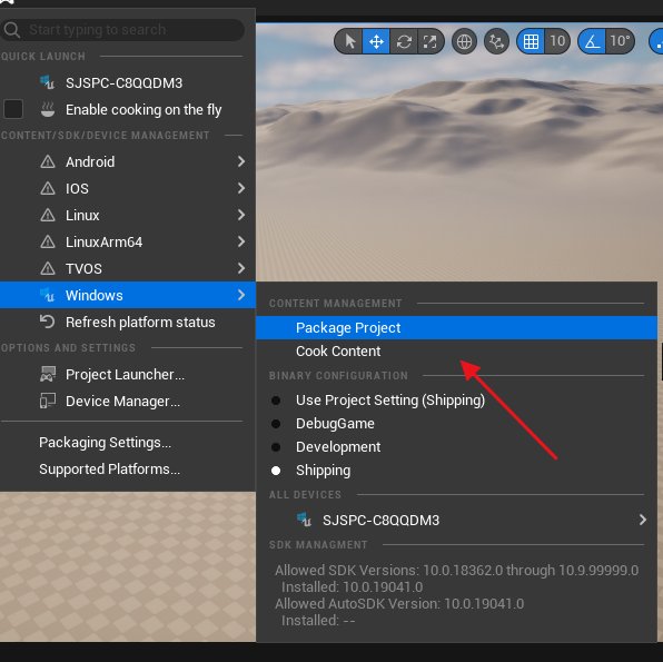 Run Windows packaging from the Platforms menu