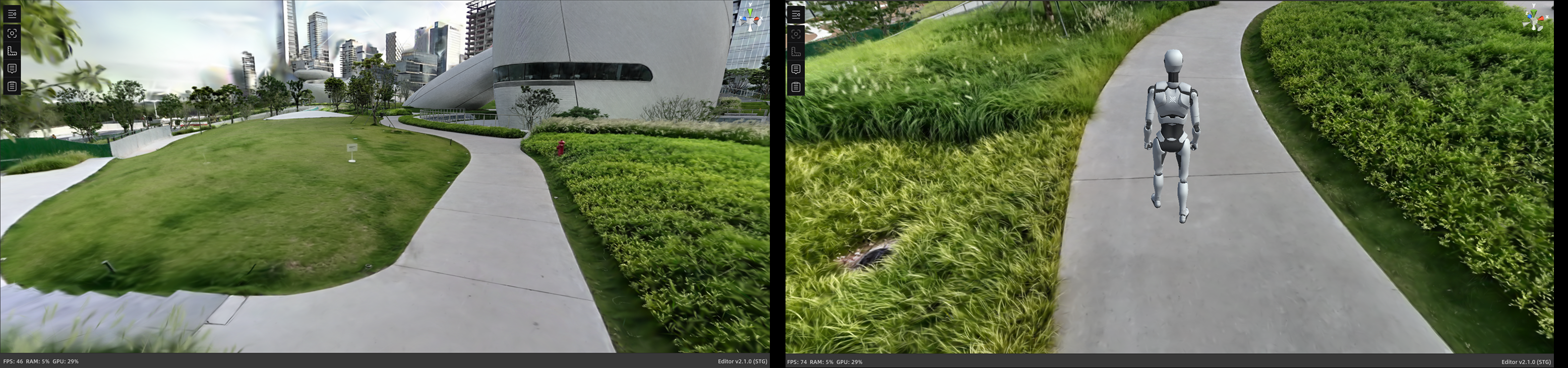 First-person mode and Digital human mode