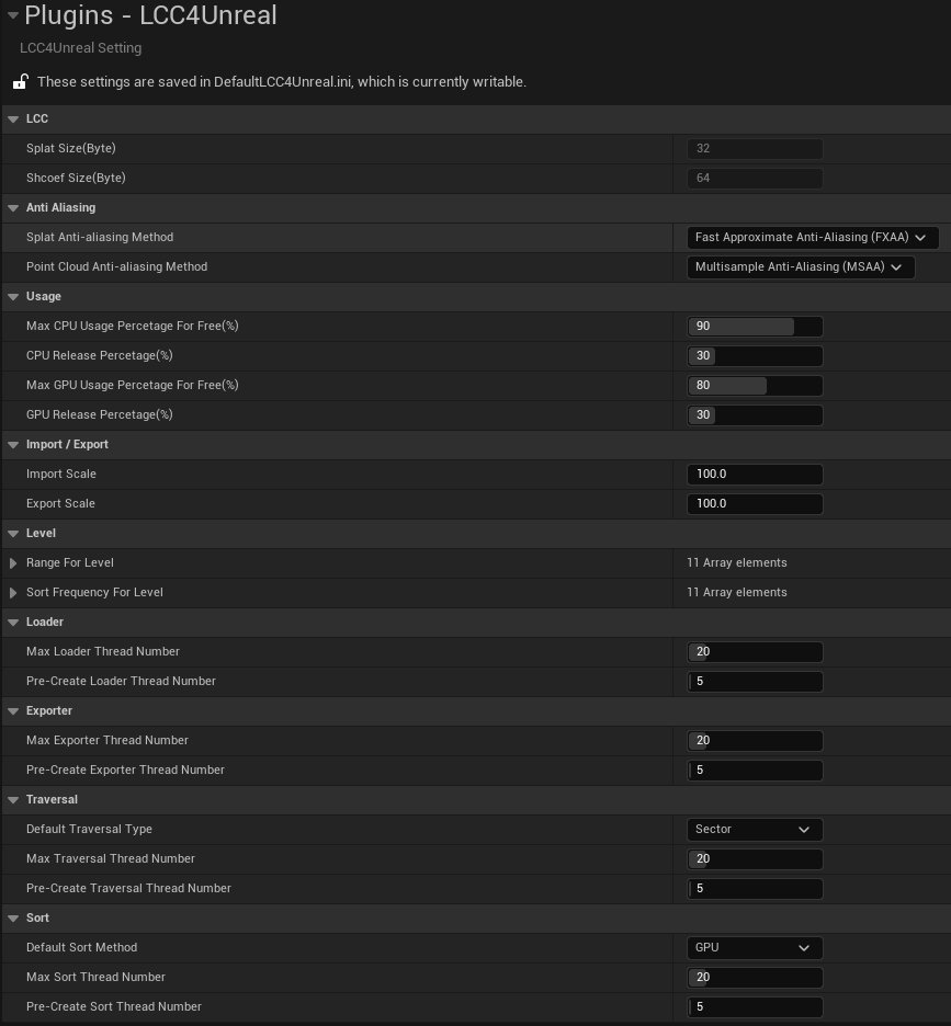 LCC4Unreal global project settings
