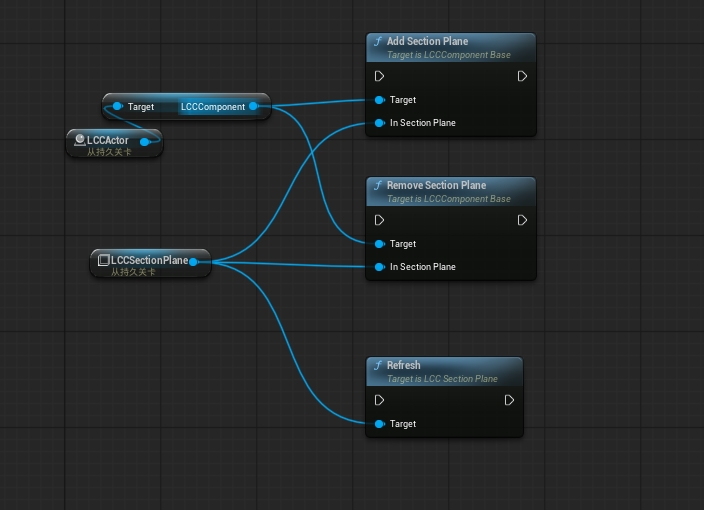 Blueprint nodes for adding, removing, and refreshing a section plane