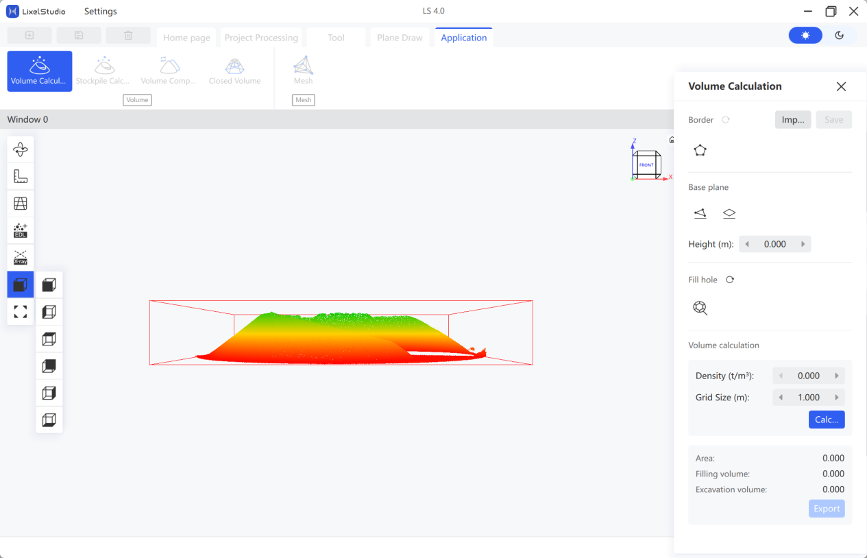 Volume calculation interface