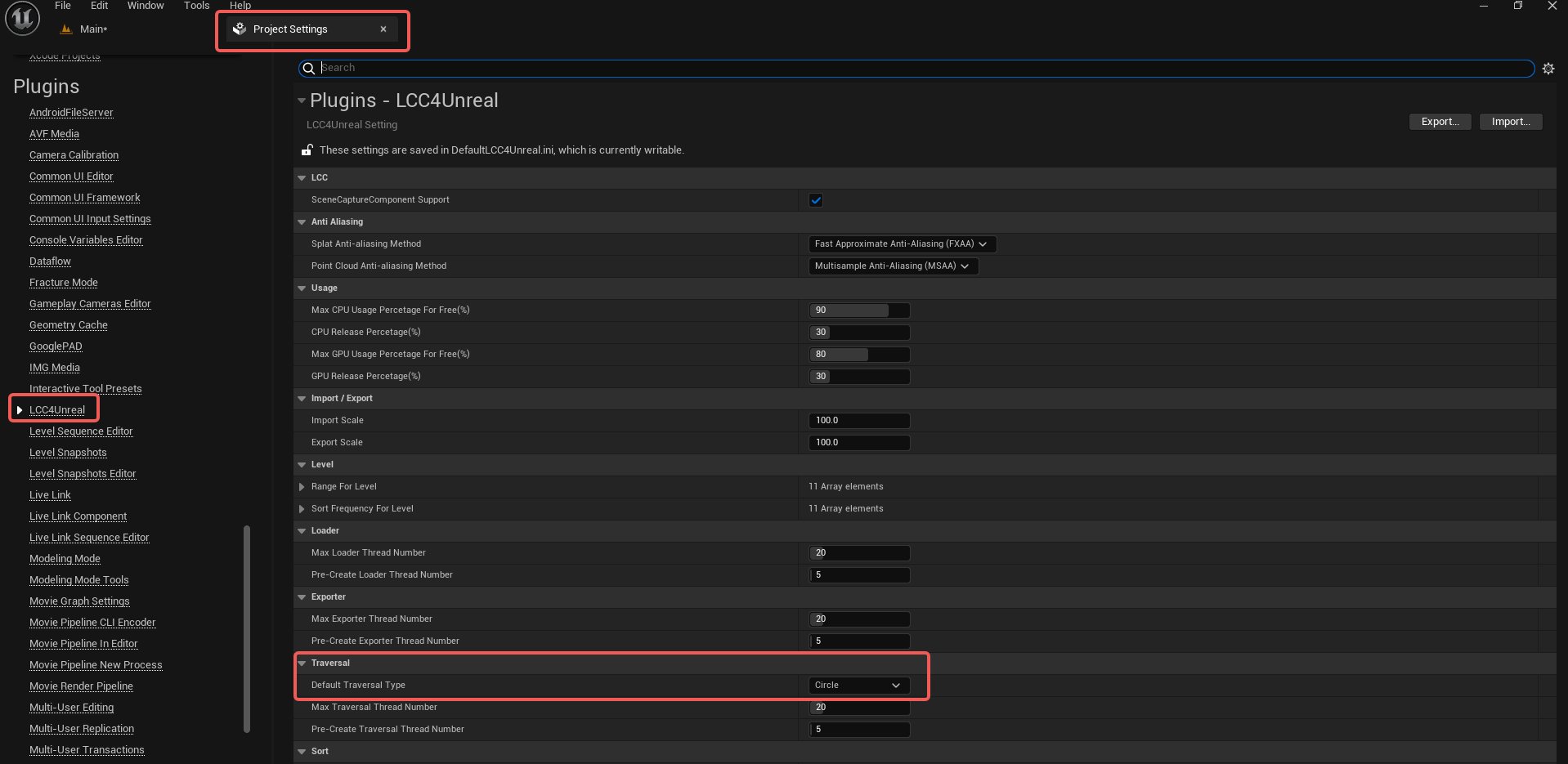 Configuring Circle traversal mode for LCCActor
