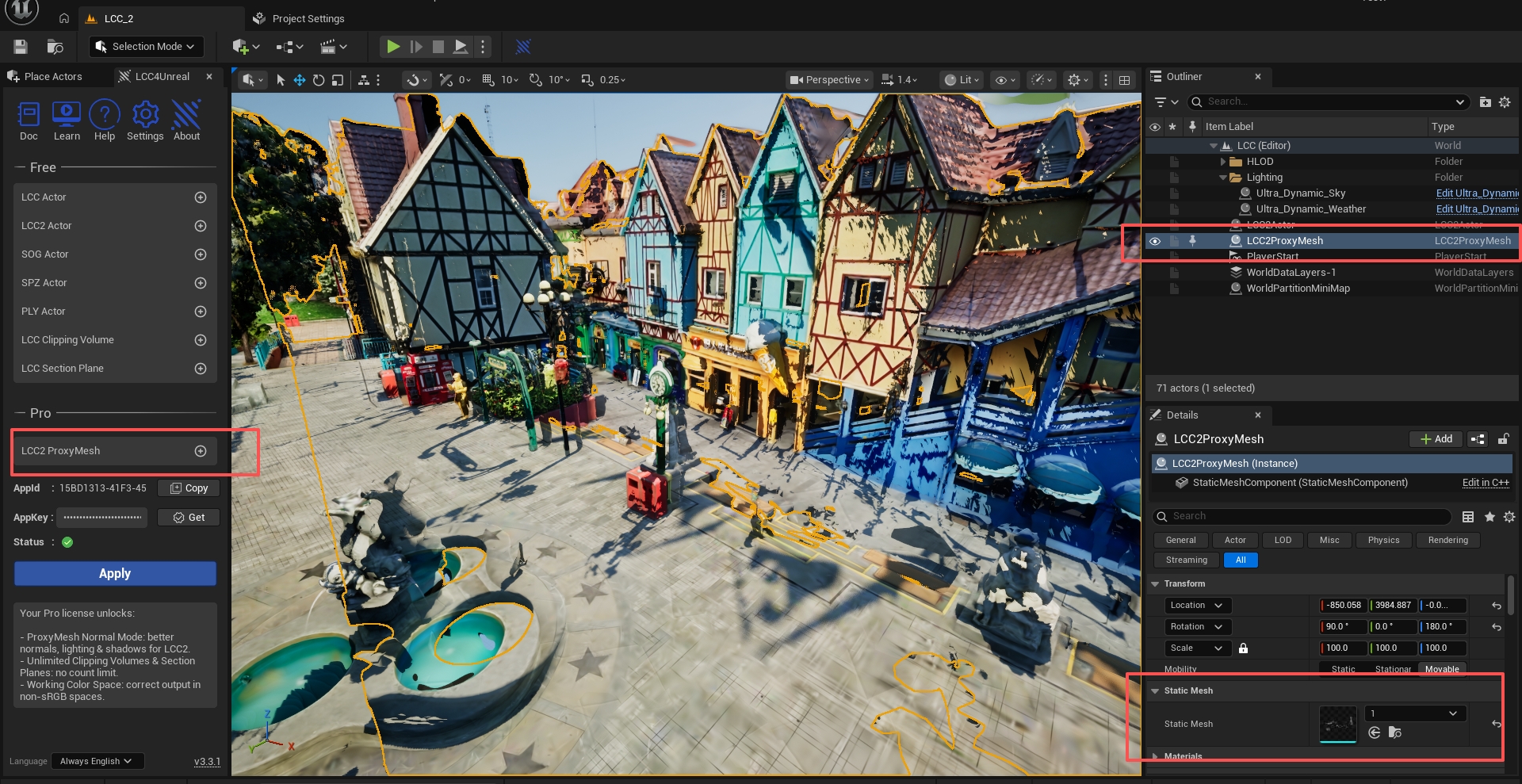 Placing an ALCC2ProxyMesh Actor