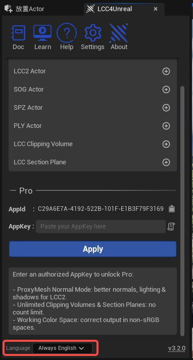 LCC4Unreal language preference setting