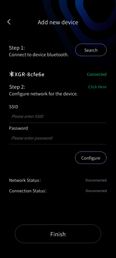 Add device screen