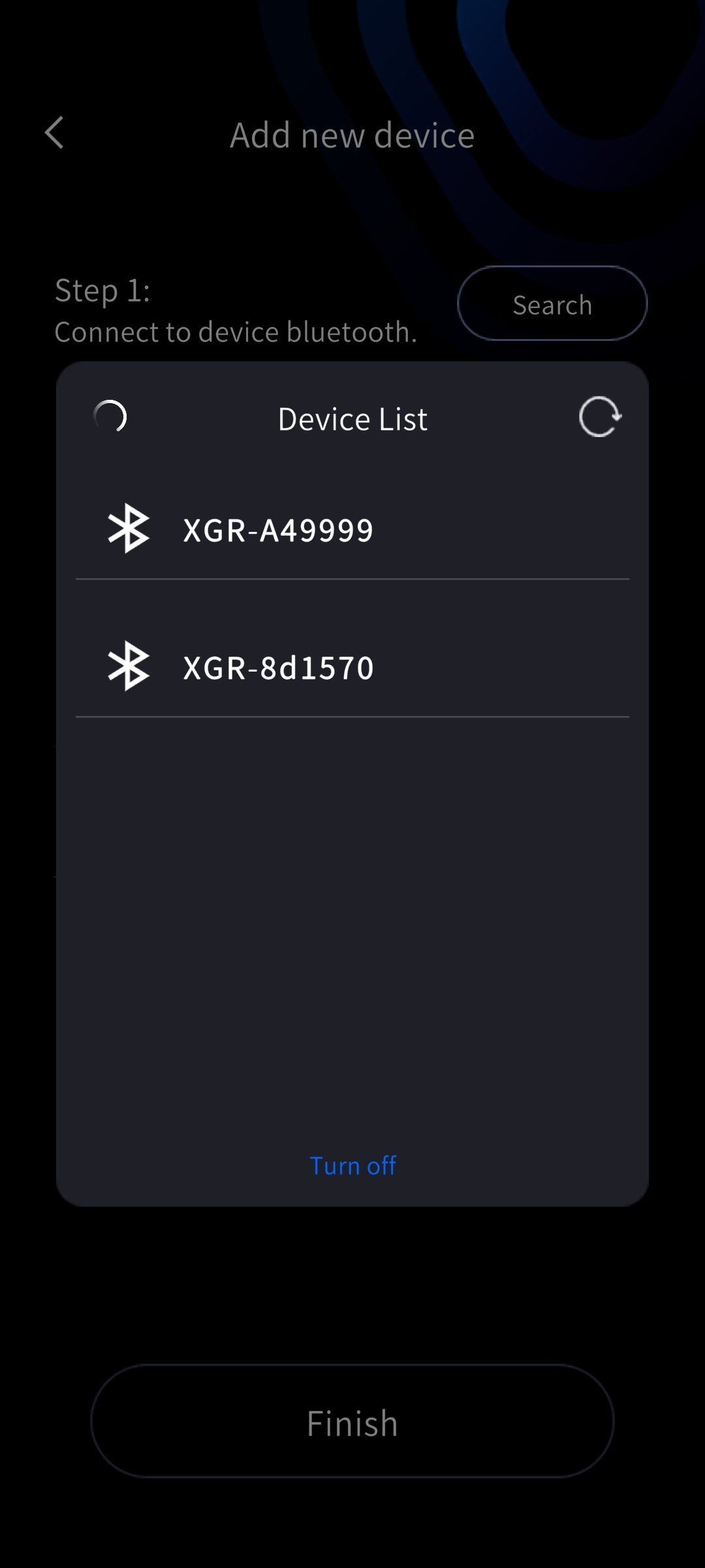 Search and select device Bluetooth