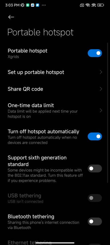 Turn on phone hotspot