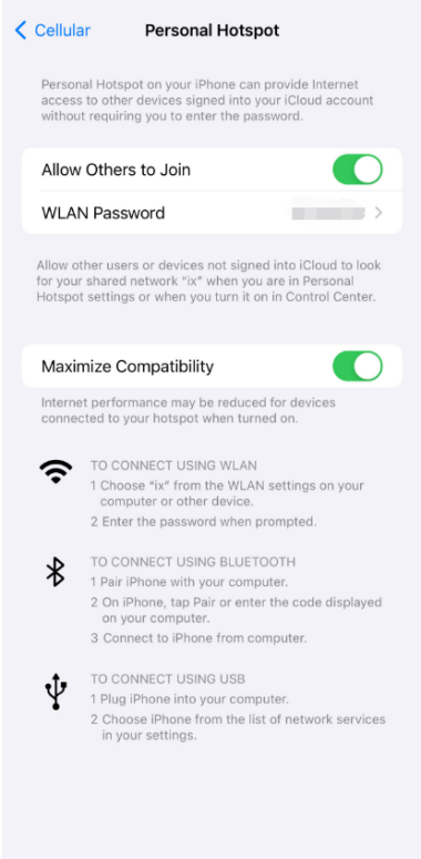 Turn on cellular data